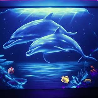 イルカのブラックライトアート