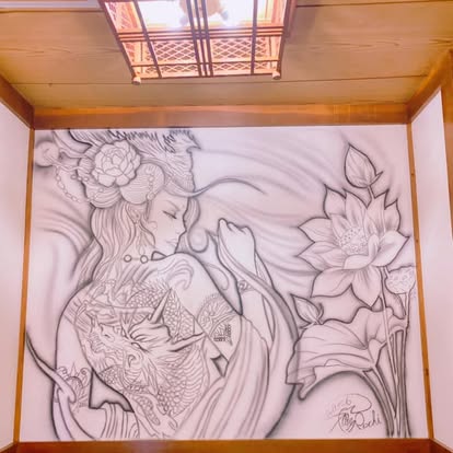 店舗内に描かれた内装アート